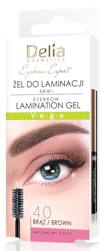 Delia Cosmetics – Eyebrow Expert – Eyebrow Lamination Gel – Brown – Vegan Formula – Brow Shape Fixation – Color Enhancement – Biotin, Peptides, Glycerin – 4ml