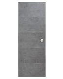 Ondis24 Schiebetür SLIDE, Zimmertür für Wohnung, mit Laufschiene an Wand entlang, Indoor Raumteiler mit Schiene, Schiebetürsystem Kit, Raumtrenner mit Bodenführung (87 cm, Beton)