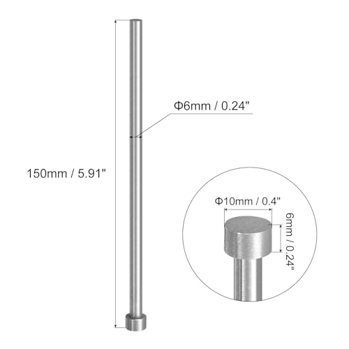 QUARKZMAN Gerade Auswerferstifte, 6mm(0,24) DM Werkzeug Auswerferstifte 65Mn Stahl Runder Spitzenstempel 150mm(5,91) Lang Kunststoffteile Auswerfer für Mechanische Wartung 8 Stück