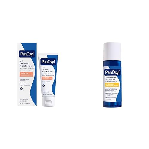 PanOxyl Acne Care Bundle: AM Oil Control Moisturizer with SPF 30 (1.7 oz) and Clarifying Exfoliant with 2% Salicylic Acid (4 fl oz) for Acne Prone Skin