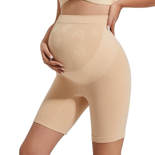 INNERSY Umstandsshorts Beige Unter Kleid Schwangerschaftshose Chub Rub...