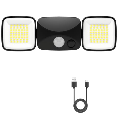 Motion Sensor Outdoor Lights, Rechargeable LED Security Flood Lights, USB Charging, No Wiring, No...