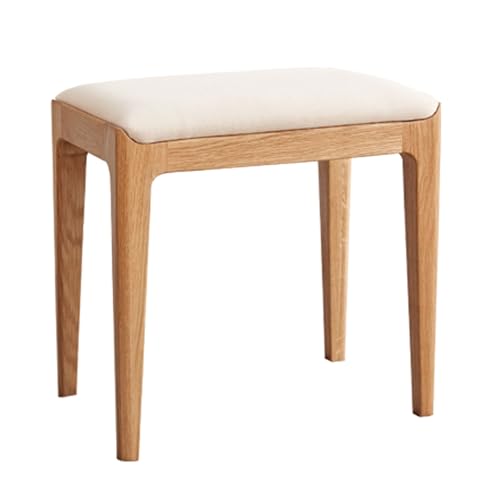 YESWOOD Tabouret de Coiffeuse en Chêne Massif, Livré Monté, Chaise de Coiffeuse Style Moderne, pour Chambre, Coiffeuse, 42 x 30 x 42 cm, Chêne Naturel