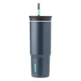Owala Stainless Steel Triple Layer Insulated Travel Tumbler with Spill Resistant Lid and Straw, BPA Free, 24 oz, Black/Grey (Foggy Tide)