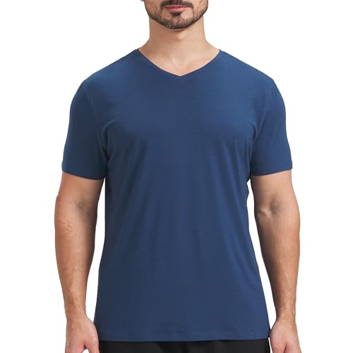 netdraw Men's Ultra-Soft V-Neck Bamboo Viscose Cotton T-Shirt, Moisture-Wicking Cooling Comfy Athletic Casual Tees