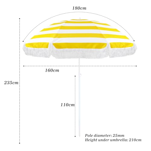 Sombrilla de mesa de jardín elegante con flecos y tejido impermeable 7