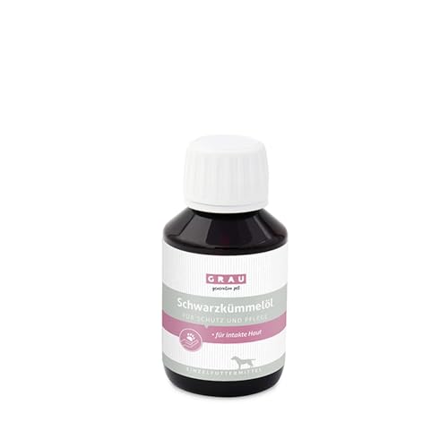 GRAU - das Original - 100% eines Schwarzkümmel-Öl kaltgepresst, unterstützt das Immunsystem, 1er Pack (1 x 100 ml), Einzelfuttermittel für Hunde & Katzen