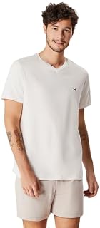 Pijama Masculino Hering Manga Curta Original Ref 7613 Bege/Off White