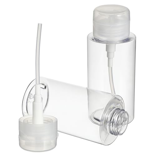 OSALADI Botellas de Prensa Vacías para Quitaesmalte 300 Ml, 2 Unidades, Petg Transparente sin Fugas, Dispensador Cosmético Portátil para Viaje y Uso Diario