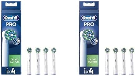 Oral-B Pro Cross Action Electric Toothbrush Head, X-Shape and Angled Bristles for Deeper Plaque Removal, Pack of 8 Toothbrush Heads, White