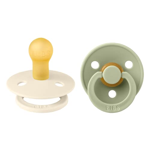 Image of BIBS Baby Pacifier | BPA-Free Natural Rubber | Made in Denmark | Sage/Ivory 2-Pack (0-6 Months)