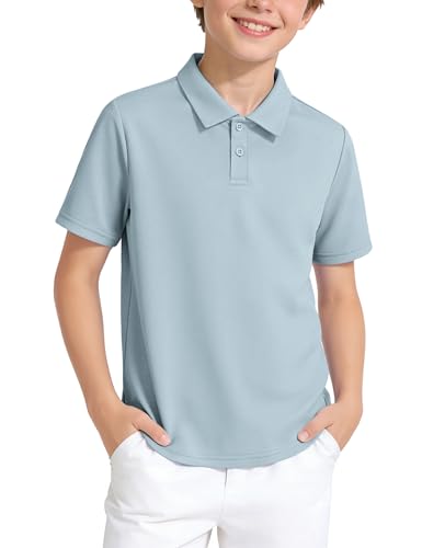 Reviews de Ropa de Rugby para Niño comprados en linea. 50 Auranso - Camisetas polo para niños, de golf, tenis, con cuello y manga corta para uniforme escolar para niños, camisetas ligeras de secado rápido, Dray Green, 9-10 Años