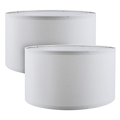 Aspen Creative 38872-2, Drum Collapsible Uno Lamp Shade, White, 16" Top x 16" Bottom x 9" Height, Set of 2 by Aspen Creative - Used condition - US$21.13