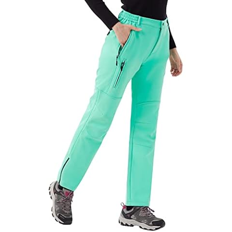 WULFUL Women's Ski Snow Pants Waterproof Fleece Hiking Winter Insulated Soft Shell Outdoor Pants Light Blue Cover
