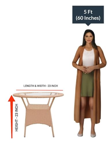 Image of PRATHAM India 2+1 Outdoor Indoor Patio Set Bistro Set Rattan Chair Patio Set Lawn Balcony Hall Outdoor Garden D 12 Chair Table Set (Honey)