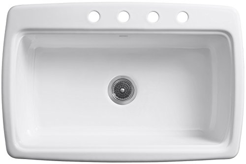 Kohler K-5863-4-0 Cape Dory Self-Rimming Kitchen Sink, White #TOP1