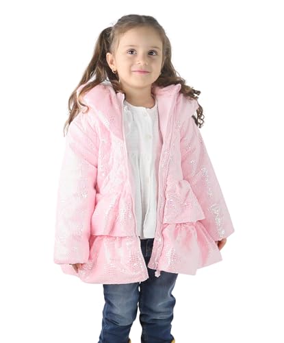 SIRRI Girls' Hooded Puffer Coat - Iridescent Quilted Winter Jacket, Warm Outerwear for Toddlers