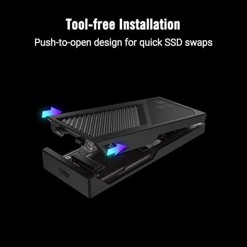 Image of ASUS ROG Strix Aiolos USB-C SSD Enclosure - Dual M.2 NVMe, PCIe & SATA Support, Tool-Free Installation, SSD Dashboard, Metal Hook with Fabric tag, Heat-Resistant Coating + high-Conductive Thermal pad