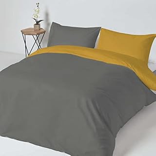 Grey Mustard Duvet Cover Set, Reversible Bed Set, Super Soft Quilt Cover Bed Set Polycotton Duvet Cover King Size (Double)
