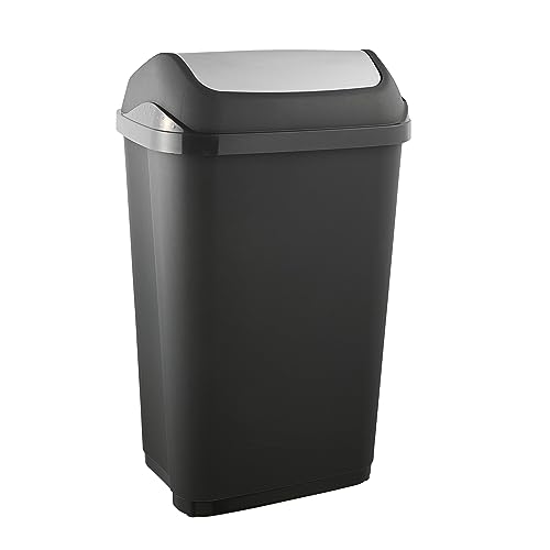 keeeper Mülleimer mit Schwingdeckel, 50 l, Swantje, Graphit-Grau