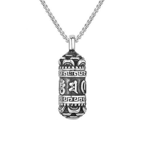 Collier bouddhisme homme mantra six caractères, amulette cylindrique contre le stress quotidien