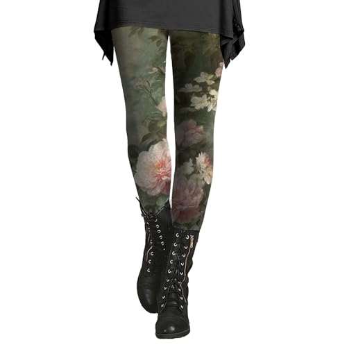 Leggings de otoño e invierno para mujer, con estampado artístico, suaves, elásticos, Características: pantalones de yoga de longitud corta para mujer, rosa, L