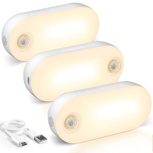 Top 10 Best Motion Sensor Light for Bathroom Reviews 8 Lyridz Rechargeable Night Light with Motion Sensor, 1500mAh Battery Operated Nightlights, Stick-on LED Closet Light, 1-80LM Dimmable Brightness for Bathroom, Kitchen, Stairs, Hallway, 3 Packs