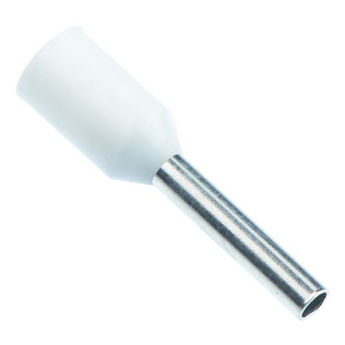 White 0.75mm Insulated Bootlace Ferrule - Pack of 100
