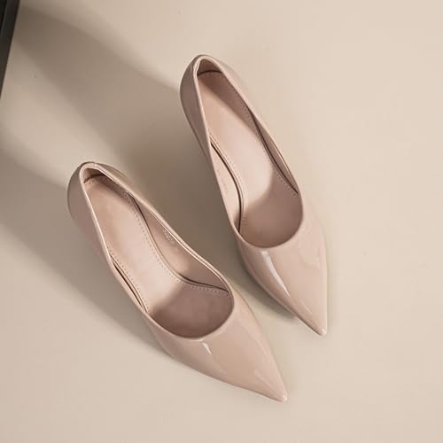 Women's Patent Leather Classic 2.17-Inches Wedges Pumps Fashion Comfortable Pointed Closed Toe Slip On Shallow Mouth High Heel Dressy Shoes for Wedding Work Office Party4