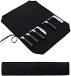 Chefs Knife Roll Bag,Waxed Canvas Knife Case Storage,Portable Chef Knife Bag,7 Slots Knife Cutlery Tool Roll Case for Camping Hiking,Heavy Duty Knife Bags Gifts for Chefs Men(Black)