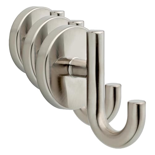 Image of Delta Trinsic Towel Hooks Brilliance Stainless Steel Single Bathroom Hooks Wall Mounted for Robes & Towels Hand Towel Hook Holder Kitchen, Bathroom Accessories (Pack of 3)
