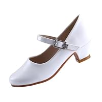 EIGHT KM Mädchen High Heel Kleid Schuhe Mary Jane Prinzessin Hochzeit Pumps Schuhe EKM7015 Lackleder Weiß Größe EU 34