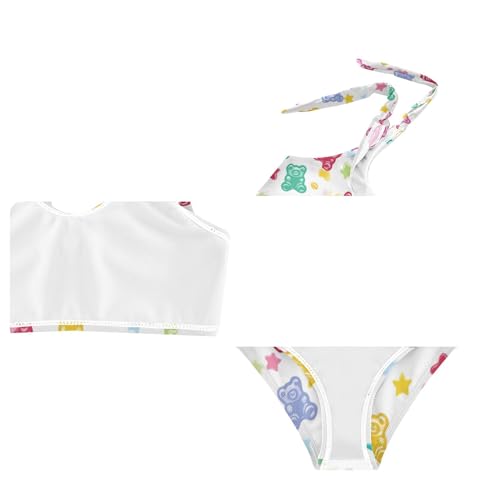JUNZAN Colorful Gummy Bears Candies Jelly Sweets Girl Bathing Suit High Waisted 2 Piece Girl Bathing Suits for Athletic 3T3