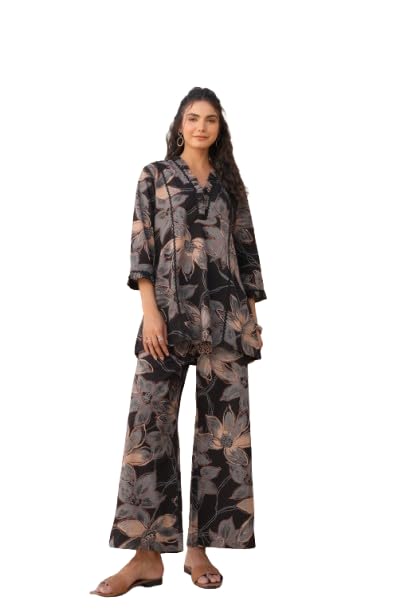 jisora Women's Grey Printed Pure Cotton Co -ord Set-picture-4