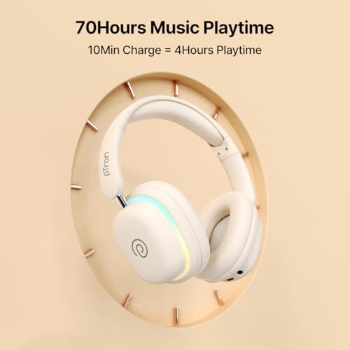 pTron Studio Xtreme Beige Wireless Over Ear Headphones - Image 4