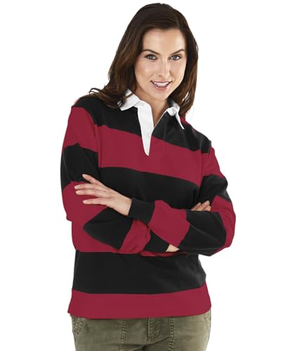 Image of Charles River Apparel Unisex Classic Rugby Shirt, Premium Cotton Jersey with Yarn-Dyed Stripe Design