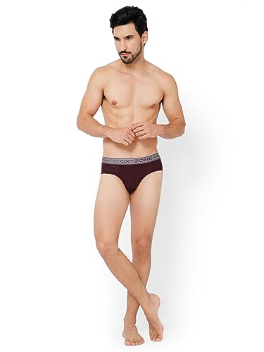 Image of OXYZONE Men's Modal Solid Brief with Sweat-Absorbent & Anti-Odour Fabric, Lightweight, Tag-Free, Breathable Innerwear with Outer Soft Waistband