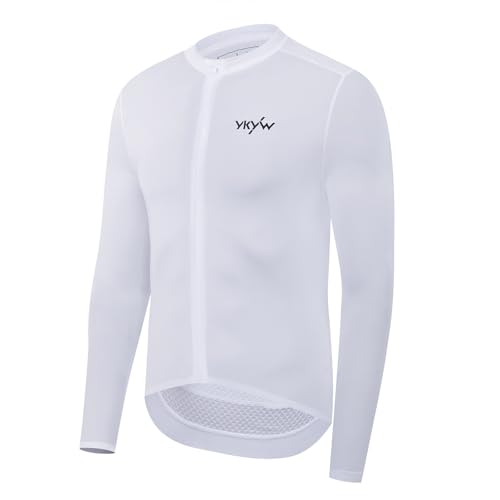Image of YKYWBIKE Cycling Jersey Men Aero Race Fit, Road Bike Jersey Short Sleeved Moisture Wicking, Breathable,Zip Pocket,UPF50+