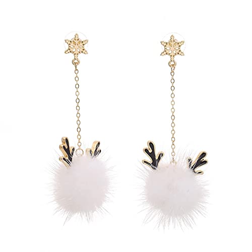 Boucles d'oreilles boule de cheveux mode flocon de neige type bois de cerf automne hiver cadeau G2x0 oreille pour femme Cover
