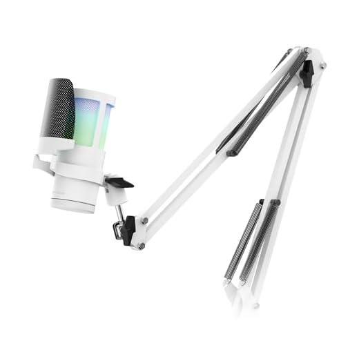 Mars Gaming MMIC-SC, Micrófono de Estudio Profesional, Diseño de Alta Gama ARGB, Alta Definición 192Khz 24-bit, Brazo Mecánico Omnidireccional, Rueda de Control, Filtro Pop de Malla Metálica, Blanco