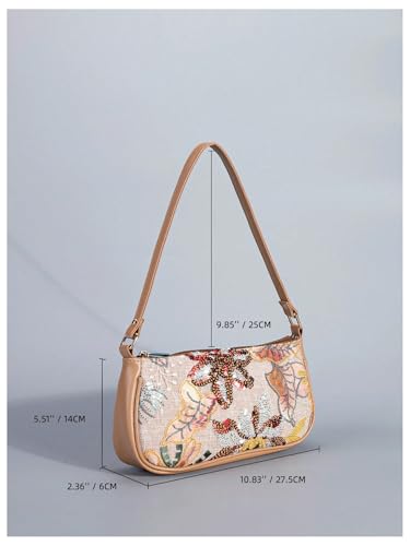 Image of Verdusa Women's Beaded Floral Square Sequin Bag Top Handle Underarm Shoulder Handbags