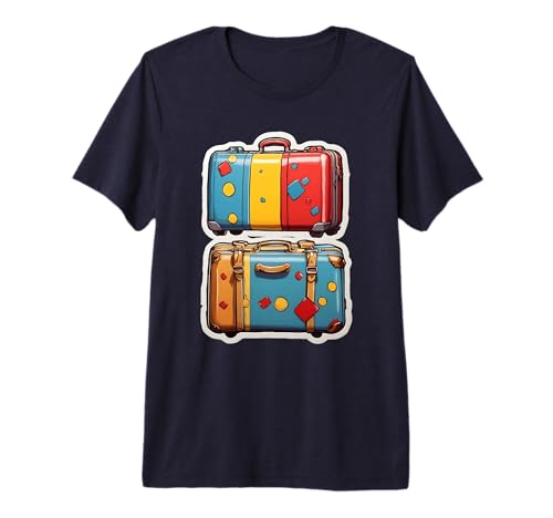 Colorful Carry-Ons - Retro Luggage Pop Art Artwork Premium Tri-blend T-Shirt