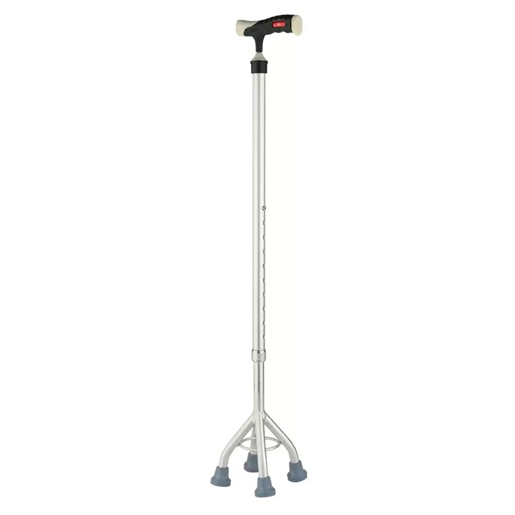Bastone telescopico a Quattro Gambe, Multifunzionale, Leggero e Regolabile, Ideale per Gli Anziani.