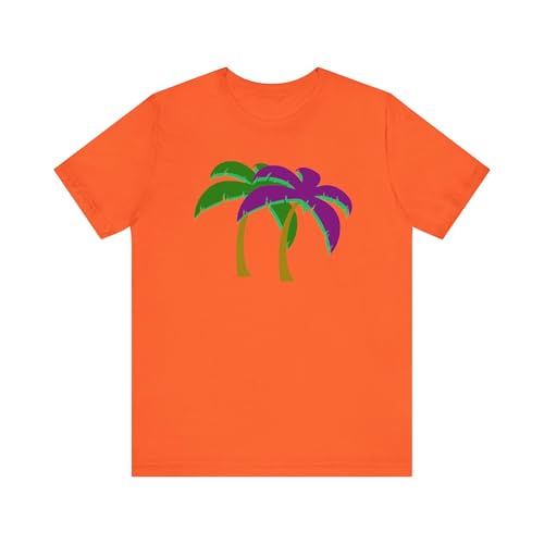 T-shirt vert palmier violet haut mode décontracté plage