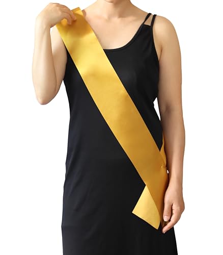 FENDOLE 6 Pack Gold Blank Sash, Plain Satin Sashes for Pageants and Party Decorations
