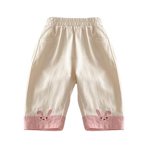 Toddler Baby Girls Cotton Casual Pants 2025 Summer Elastic Waist Cute Embroidery Jogger Long School Uniforms for Girl