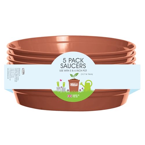 Whitefurze G04118 Lot de 5 soucoupes pour pot de fleurs Couleur terre cuite 12,7/15 cm