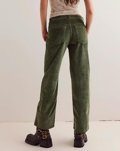 LifeShe Corduroy Pants for Women Casual Elastic Waisted Straight Leg Pant Loose Comfy Trousers with Pockets2