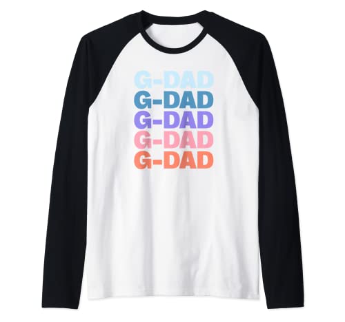 Funny Modern Repeated Text Design G-Dad Grandpa Granddad Camiseta Manga Raglan