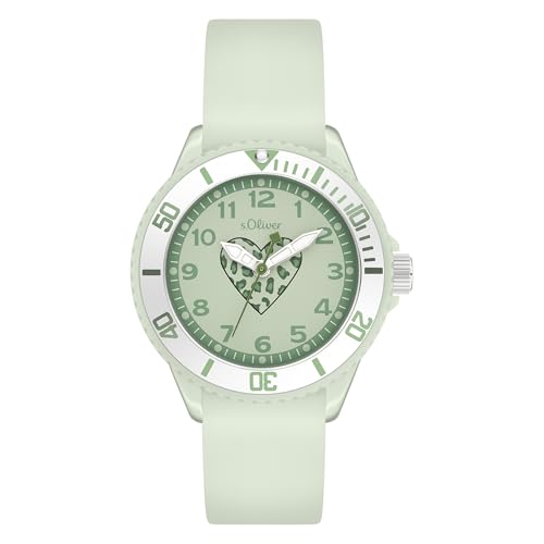 Reloj infantil s.Oliver verde analógico de 38 mm con correa de silicona y cuarzo resistente